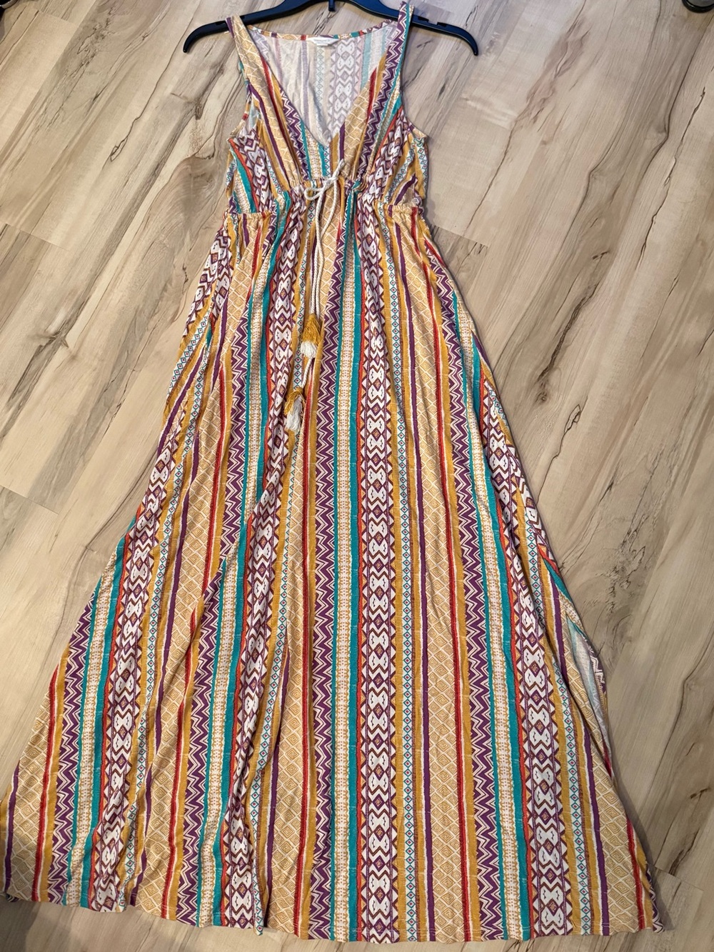 Striped Boho multi color Maxi Dress size small